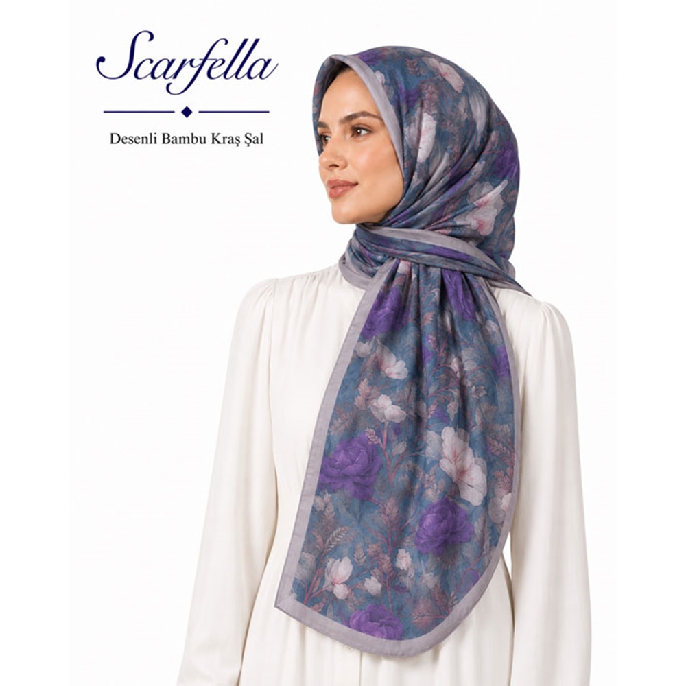 Scarfella Desenli Bambu Kraş Şal - Desen-17