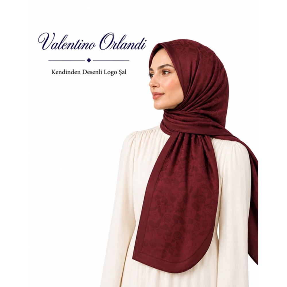 Valentino Orlandi Kendinden Desenli Logo Şal - Desen-02
