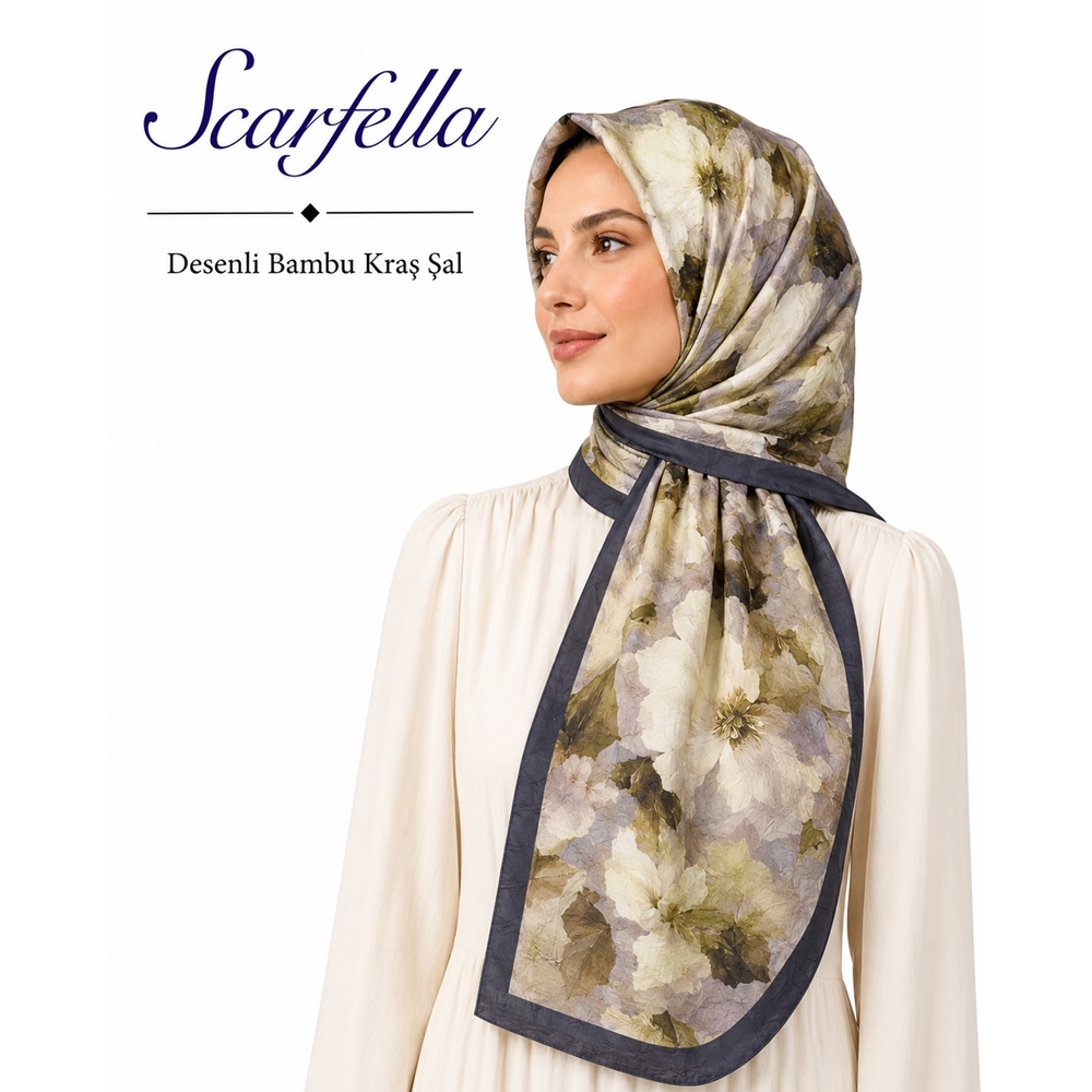 Scarfella Desenli Bambu Kraş Şal - Desen-19