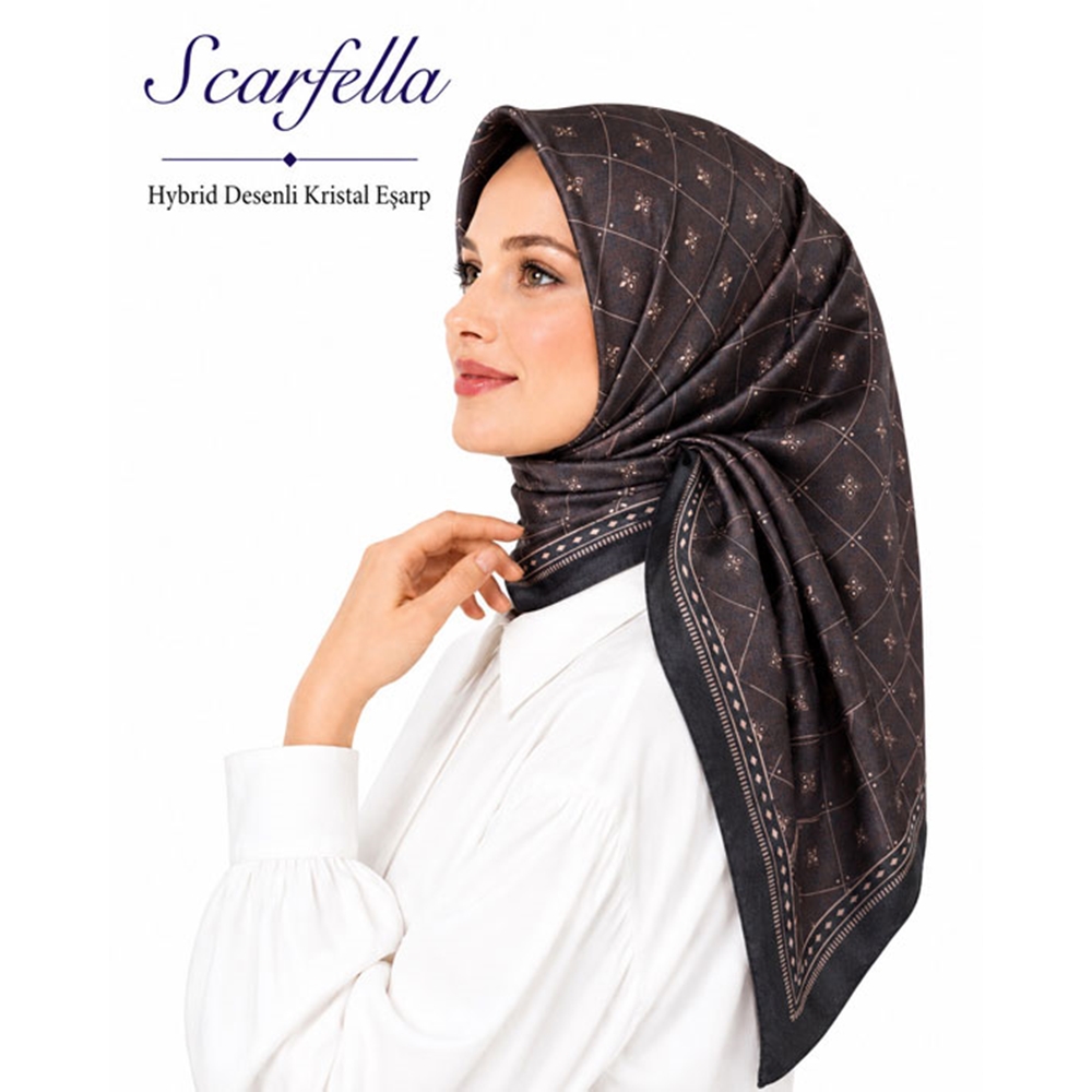 Scarfella Hybrid Desenli Kristal Eşarp - Desen-20