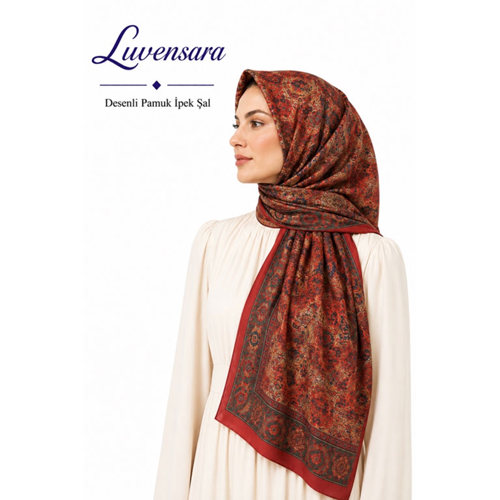 Luvensara Desenli Pamuk İpek Şal - Desen-01