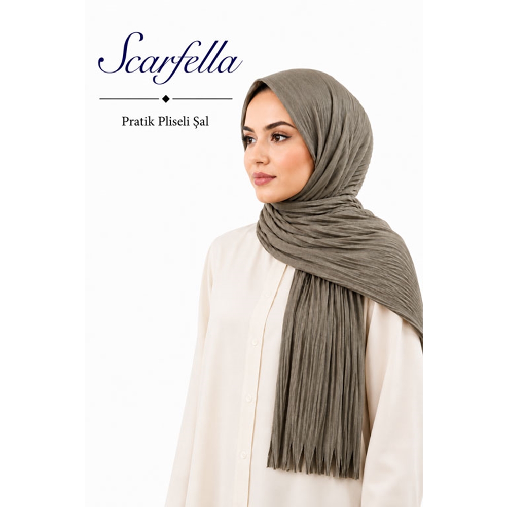 Scarfella Düz Renk Pratik Pliseli Şal - Desen-02