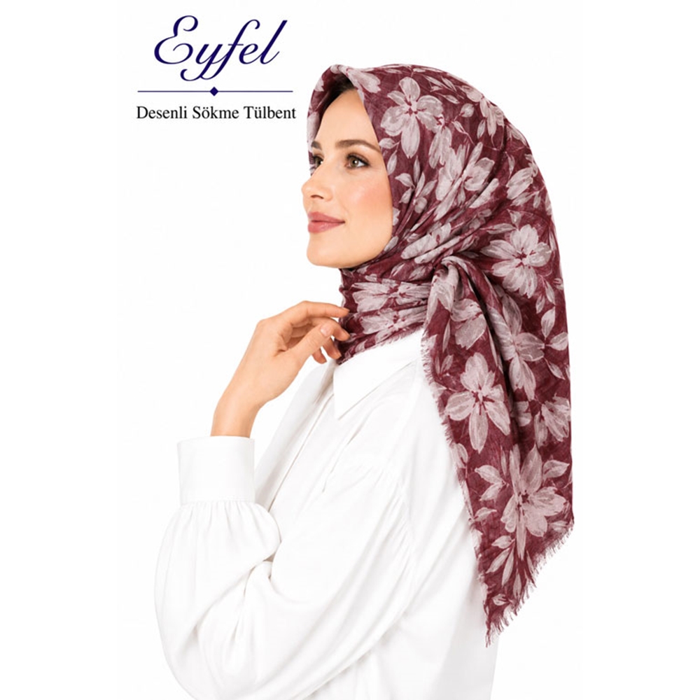 Eyfel Desenli Sökme Tülbent - Desen-23