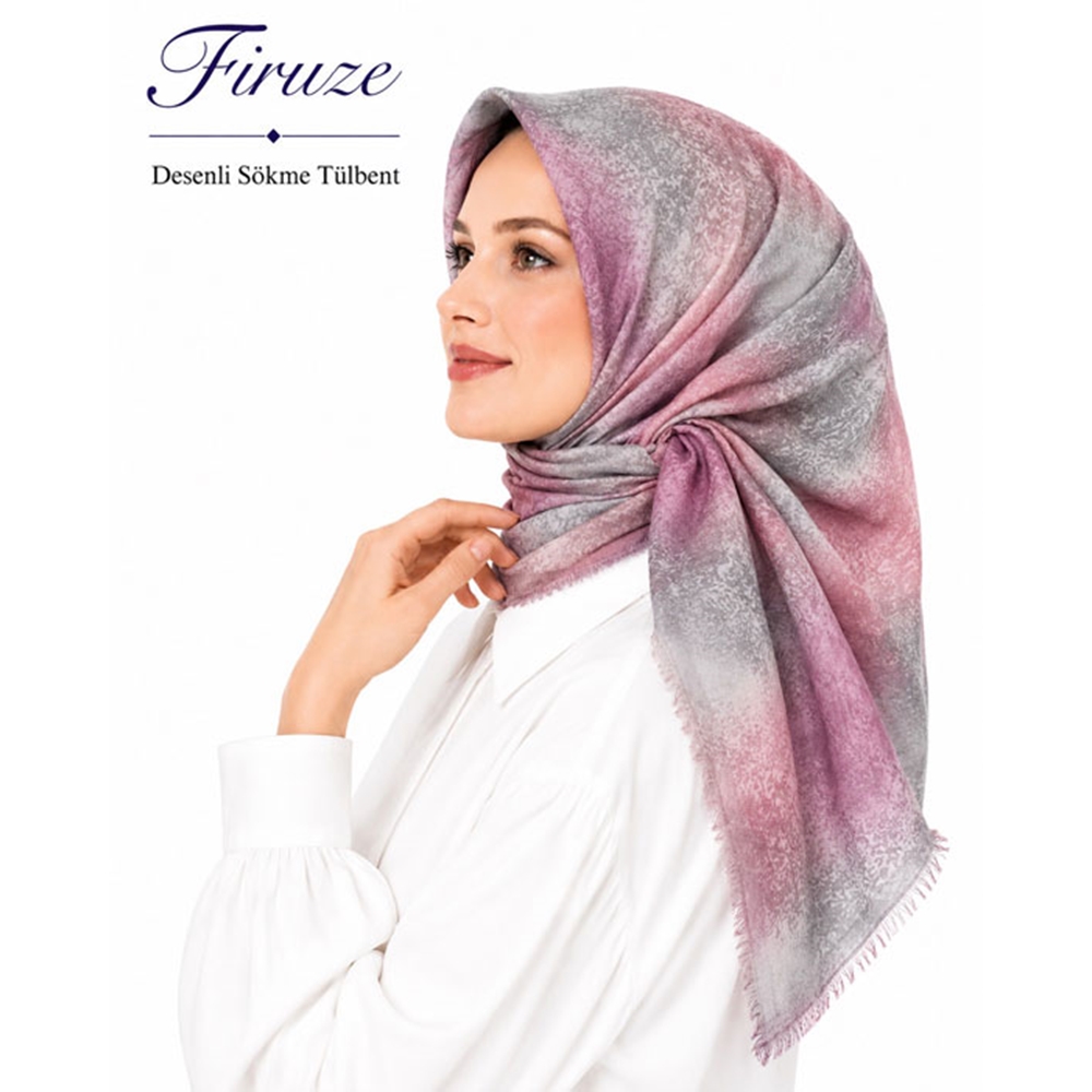Firuze Desenli Sökme Tülbent - Desen-37