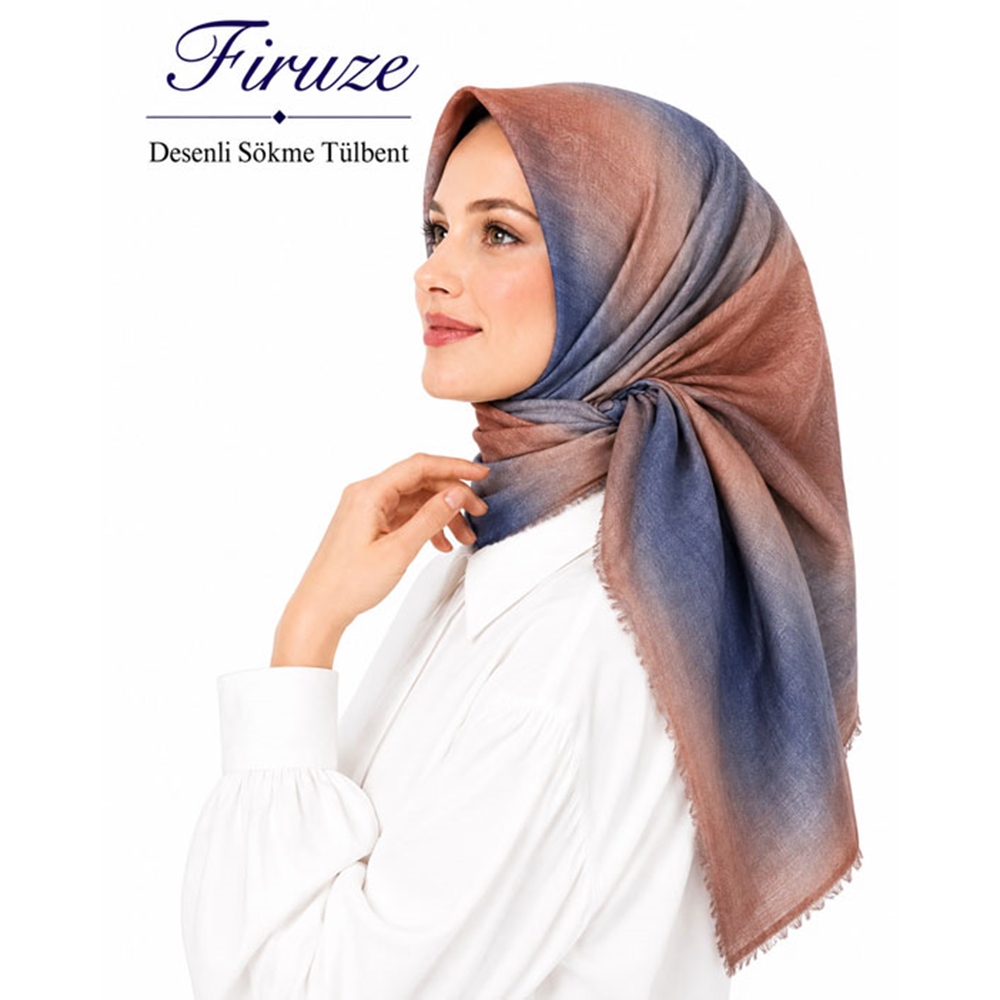 Firuze Desenli Sökme Tülbent - Desen-38