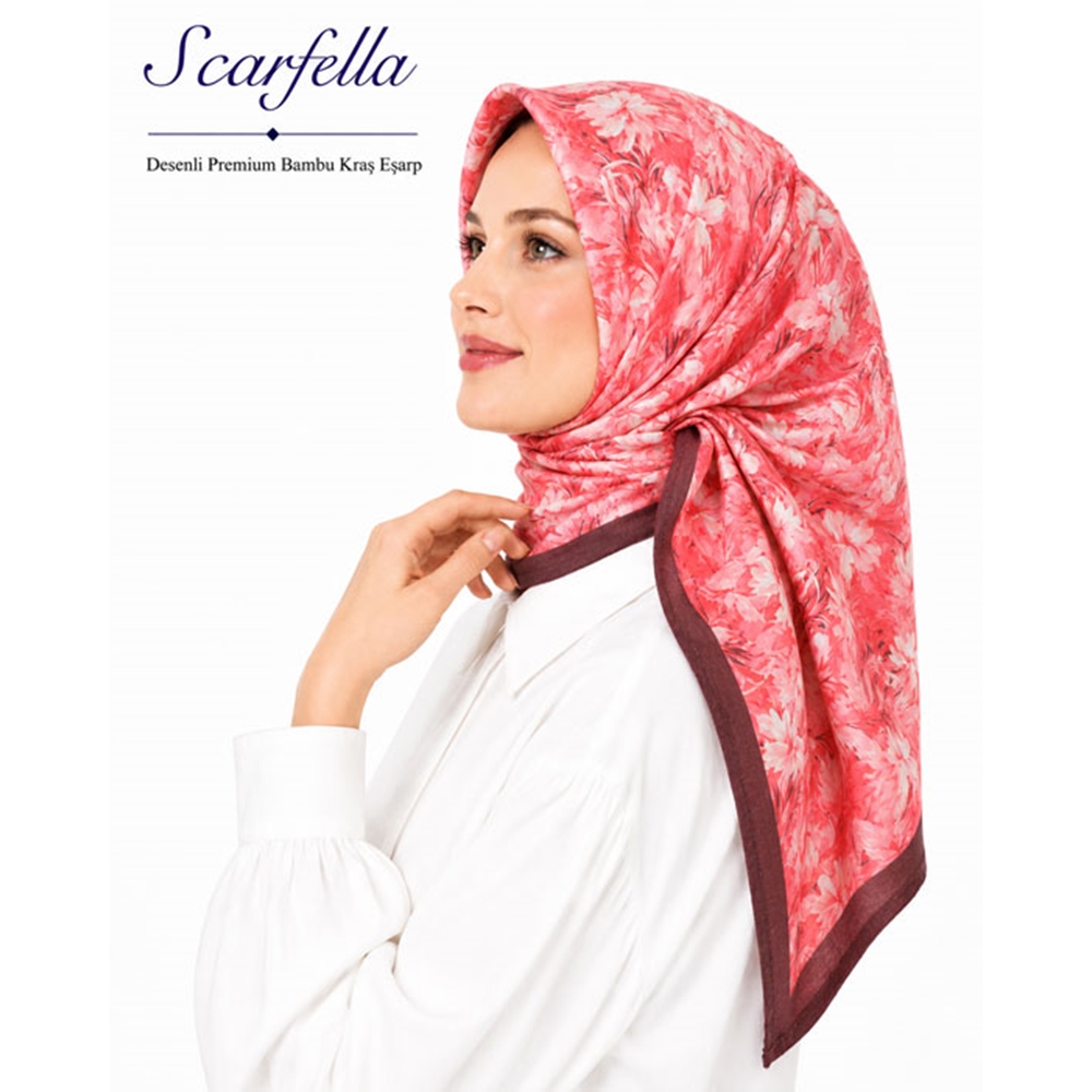 Scarfella Desenli Premium Bambu Kraş Eşarp - Desen-02