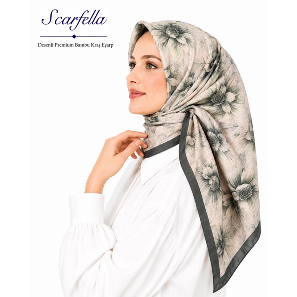 Scarfella Desenli Premium Bambu Kraş Eşarp - Desen-04