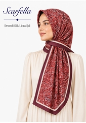 Scarfella Desenli Silk Licra Şal - Desen-08