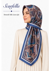 Scarfella Desenli Silk Licra Şal - Desen-09