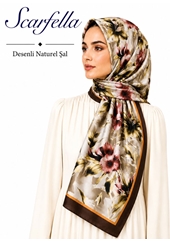 Scarfella Desenli Naturel Şal - Desen-129