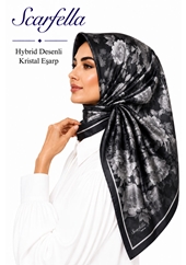 Scarfella Hybrid Desenli Kristal Eşarp - Desen-01