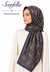 Scarfella Desenli Naturel Şal - Desen-138