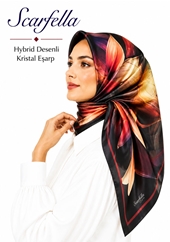 Scarfella Hybrid Desenli Kristal Eşarp - Desen-09