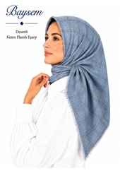 Baysem Desenli Keten Flamlı Eşarp - Desen-26