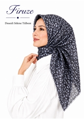 Firuze Desenli Sökme Tülbent - Desen-32
