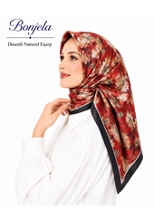 Bonjela Desenli Naturel Eşarp - Desen-01