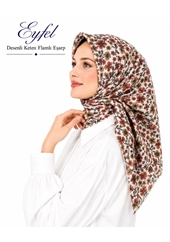 Eyfel Desenli Keten Flamlı Eşarp - Desen-28