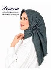 Baysem Desenli Keten Flamlı Eşarp - Desen-28