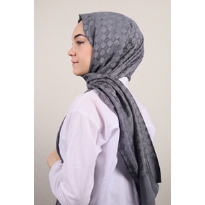 Piramit Kendinden Desenli Monogram Şal - Desen-01 - Lacivert