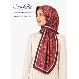 Scarfella Desenli Silk Licra Şal - Desen-08