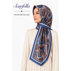 Scarfella Desenli Silk Licra Şal - Desen-09