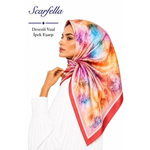 Scarfella Desenli Vual İpek Eşarp - Desen-07