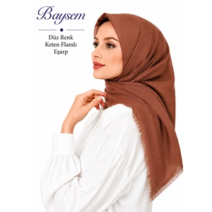 Baysem Düz Renk Keten Flamlı Eşarp - Desen-02