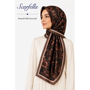 Scarfella Desenli Silk Licra Şal - Desen-11