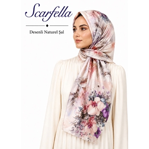 Scarfella Desenli Naturel Şal - Desen-125