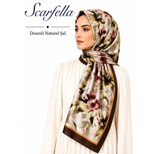 Scarfella Desenli Naturel Şal - Desen-129