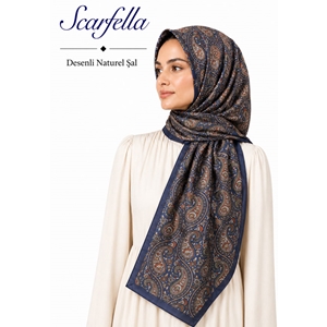 Scarfella Desenli Naturel Şal - Desen-138