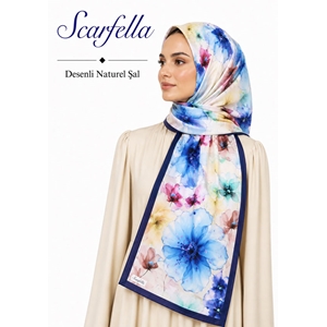 Scarfella Desenli Naturel Şal - Desen-144