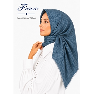 Firuze Desenli Sökme Tülbent - Desen-35