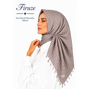 Firuze Star Desenli Boncuklu Tülbent - Desen-57