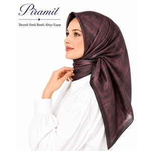 Piramit Desenli Simli Bantlı Abiye Eşarp - Desen-01