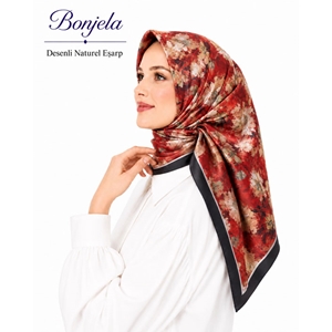 Bonjela Desenli Naturel Eşarp - Desen-01