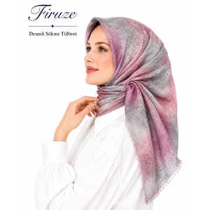 Firuze Desenli Sökme Tülbent - Desen-37