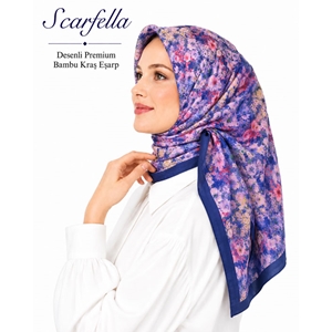 Scarfella Desenli Premium Bambu Kraş Eşarp - Desen-03