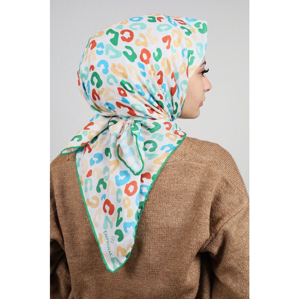 Emproyal Desenli Naturel Pamuk Eşarp - Desen-02 - Renk-06