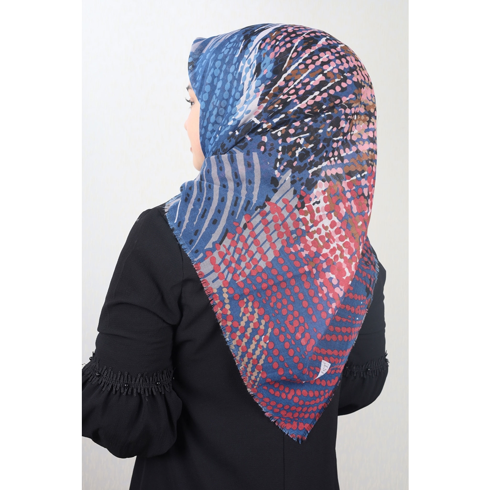 Poloist Desenli Keten Flamlı Eşarp - Desen-640 - Renk-01