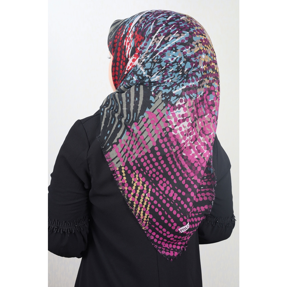 Poloist Desenli Keten Flamlı Eşarp - Desen-640 - Renk-13