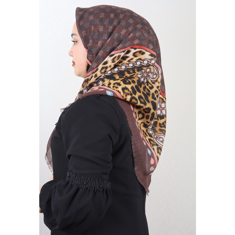 Poloist Desenli Keten Flamlı Eşarp - Desen-675 - Renk-11
