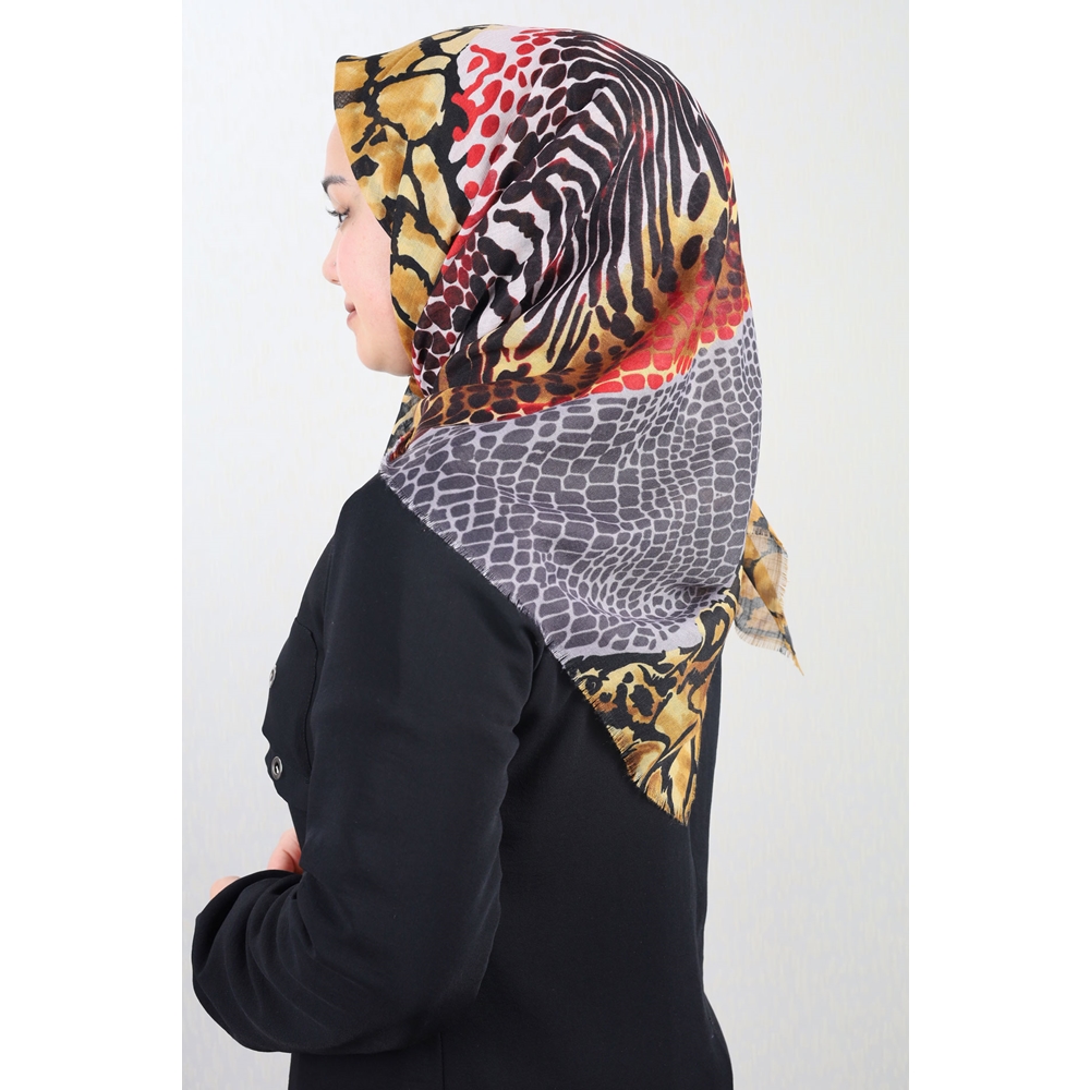 Poloist Desenli Keten Flamlı Eşarp - Desen-683 - Renk-03