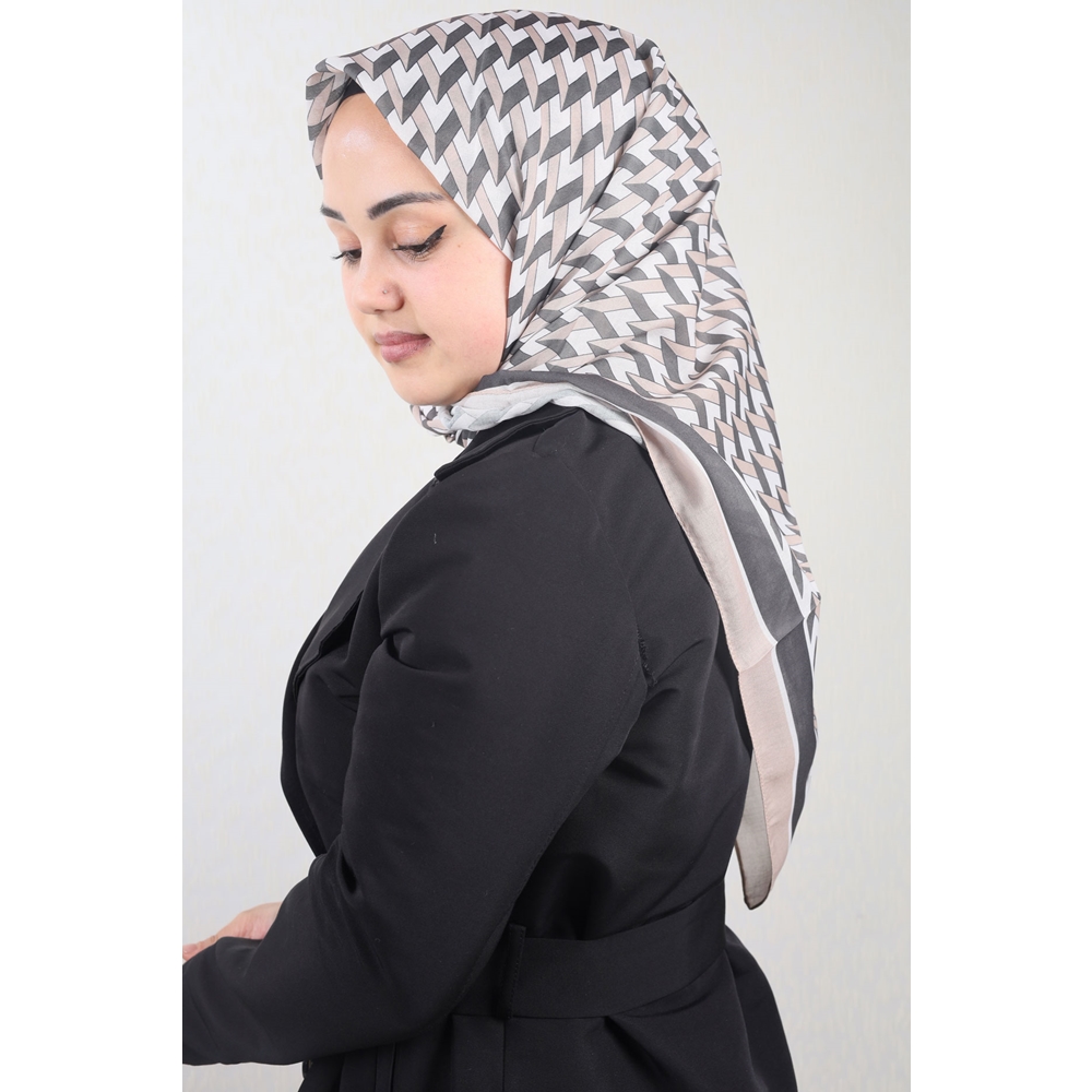 Emproyal Desenli Naturel Pamuk Eşarp - Desen-06 - Renk-12