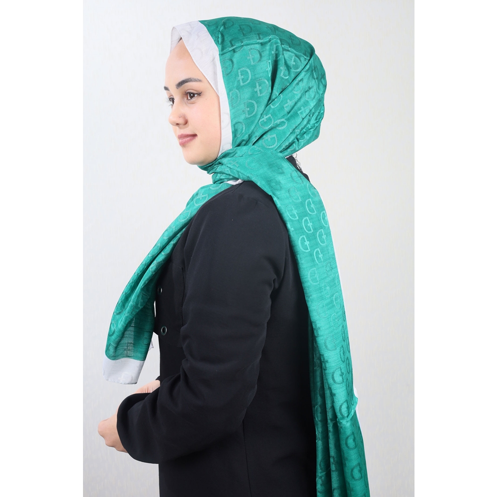 Bonjela Kendinden Desenli Şeritli Monogram Şal - Desen-01 - Renk-08