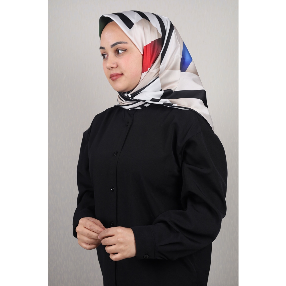 Piramit Luxer Desenli Rayon Eşarp - Desen-41 - Renk-01