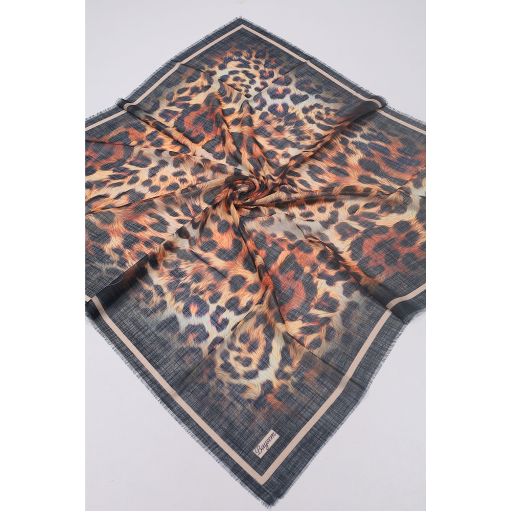 Baysem Desenli Dijital Keten Flamlı Eşarp - Desen-02