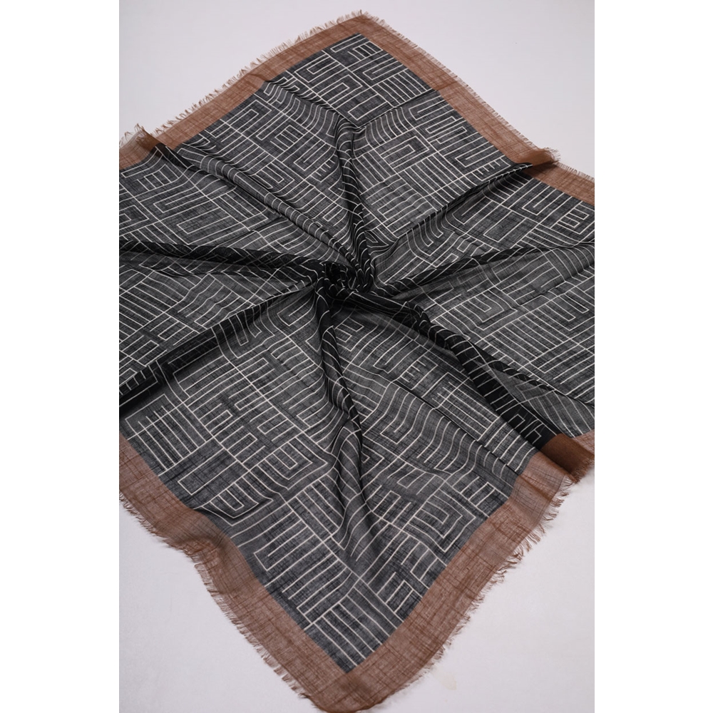 Markasız Desenli Keten Flamlı Eşarp - Desen-01 - Renk-05