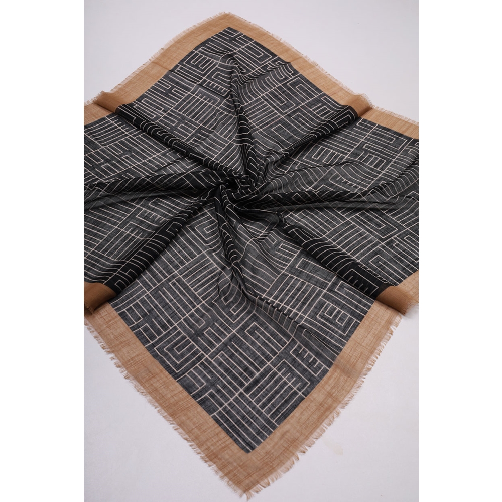 Markasız Desenli Keten Flamlı Eşarp - Desen-01 - Renk-05