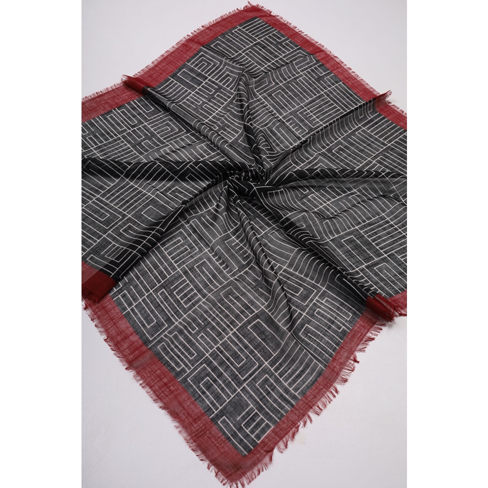 Markasız Desenli Keten Flamlı Eşarp - Desen-01 - Renk-05